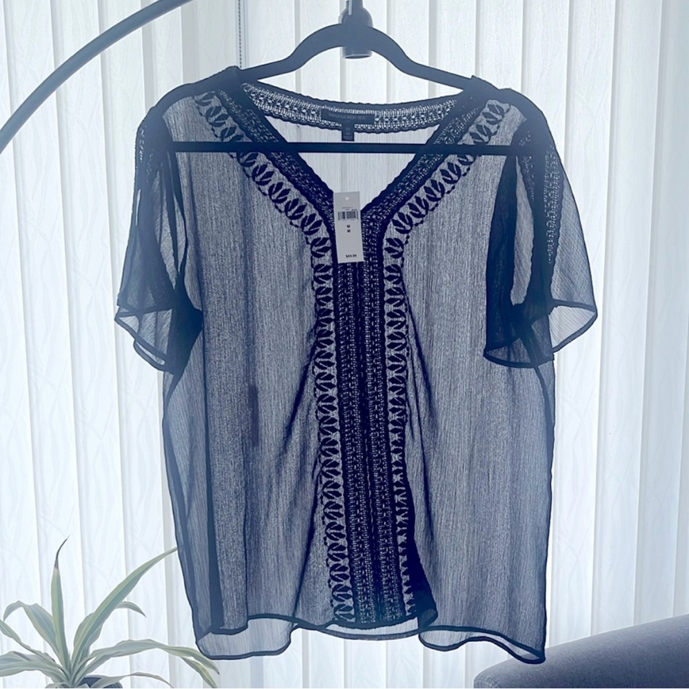 NWT Banana Republic Women's Navy Sheer Top